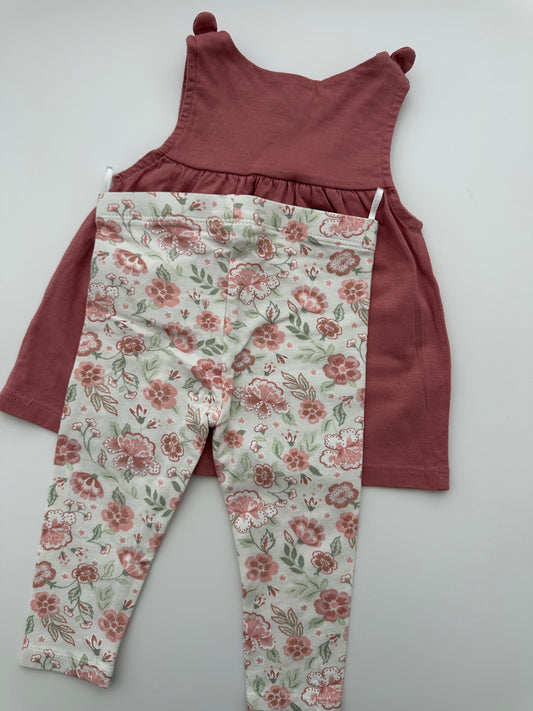 C&A Baby 2-teiliges Set mit Kleid und Blumenleggings Gr. 74