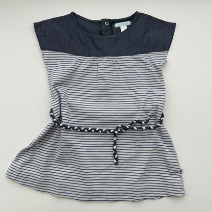 Obaïbi gestreiftes Babykleid mit Flechtgürtel Gr. 86