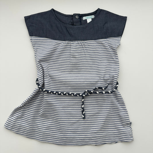 Obaïbi gestreiftes Babykleid mit Flechtgürtel Gr. 86