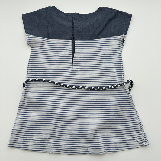 Obaïbi gestreiftes Babykleid mit Flechtgürtel Gr. 86