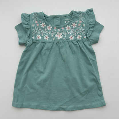 C&A Baby Kleid Mintgrün mit Blumenstickerei Gr. 92