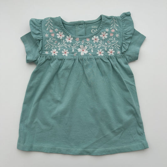 C&A Baby Kleid Mintgrün mit Blumenstickerei Gr. 92
