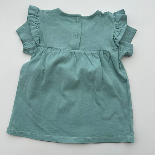 C&A Baby Kleid Mintgrün mit Blumenstickerei Gr. 92