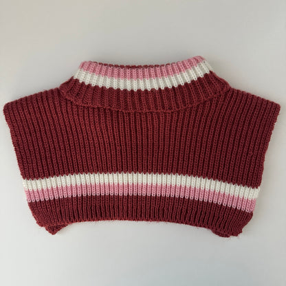 Handgestrickter Baby Halswärmer Rot Rosa Weiss Streifen OneSize