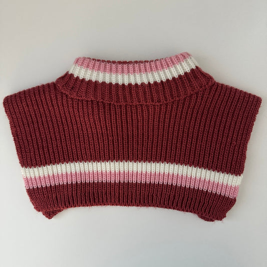 Handgestrickter Baby Halswärmer Rot Rosa Weiss Streifen OneSize