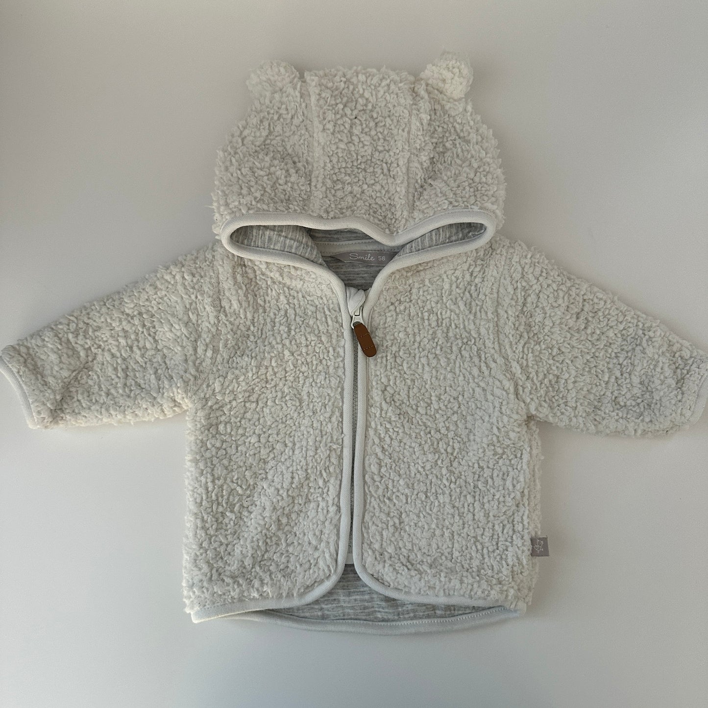 Baby Teddyjacke mit Kapuze Creme Gr. 56
