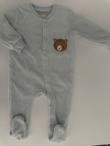 Lupilu Baby Schlafanzug Overall Gr. 62/68 Hellblau mit Bär
