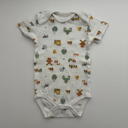 Baby Kurzarmbody Bauernhof Tiere 100% Baumwolle Gr. 62/68