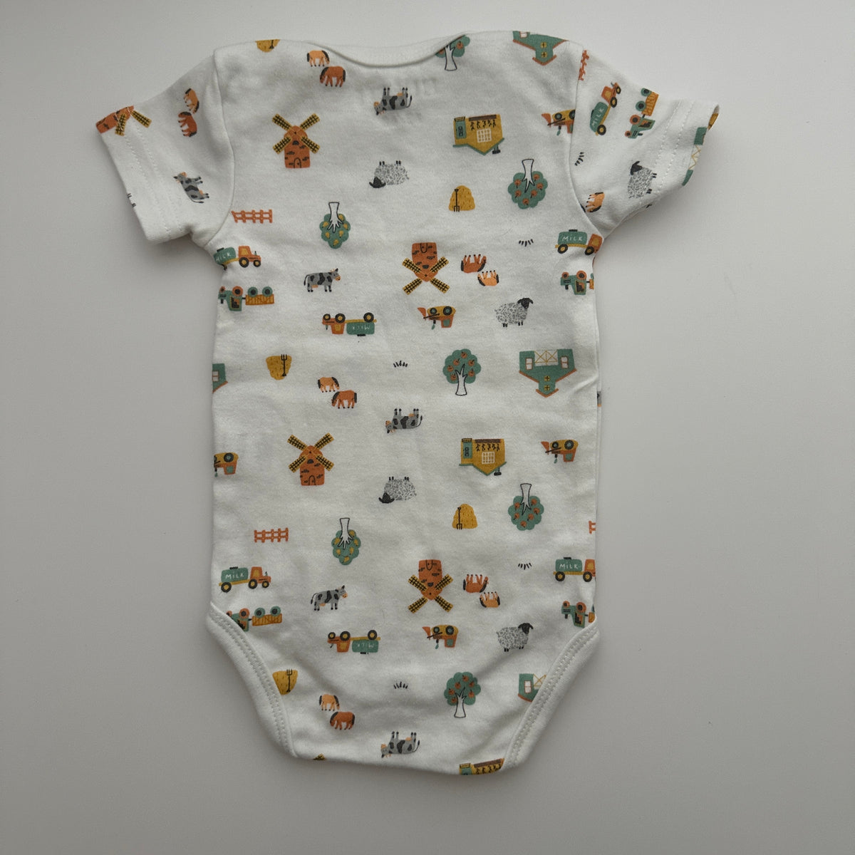 Baby Kurzarmbody Bauernhof Tiere 100% Baumwolle Gr. 62/68