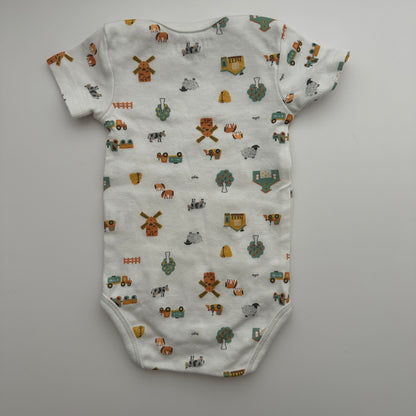 Baby Kurzarmbody Bauernhof Tiere 100% Baumwolle Gr. 62/68
