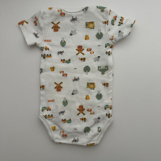 Baby Kurzarmbody Bauernhof Tiere 100% Baumwolle Gr. 62/68