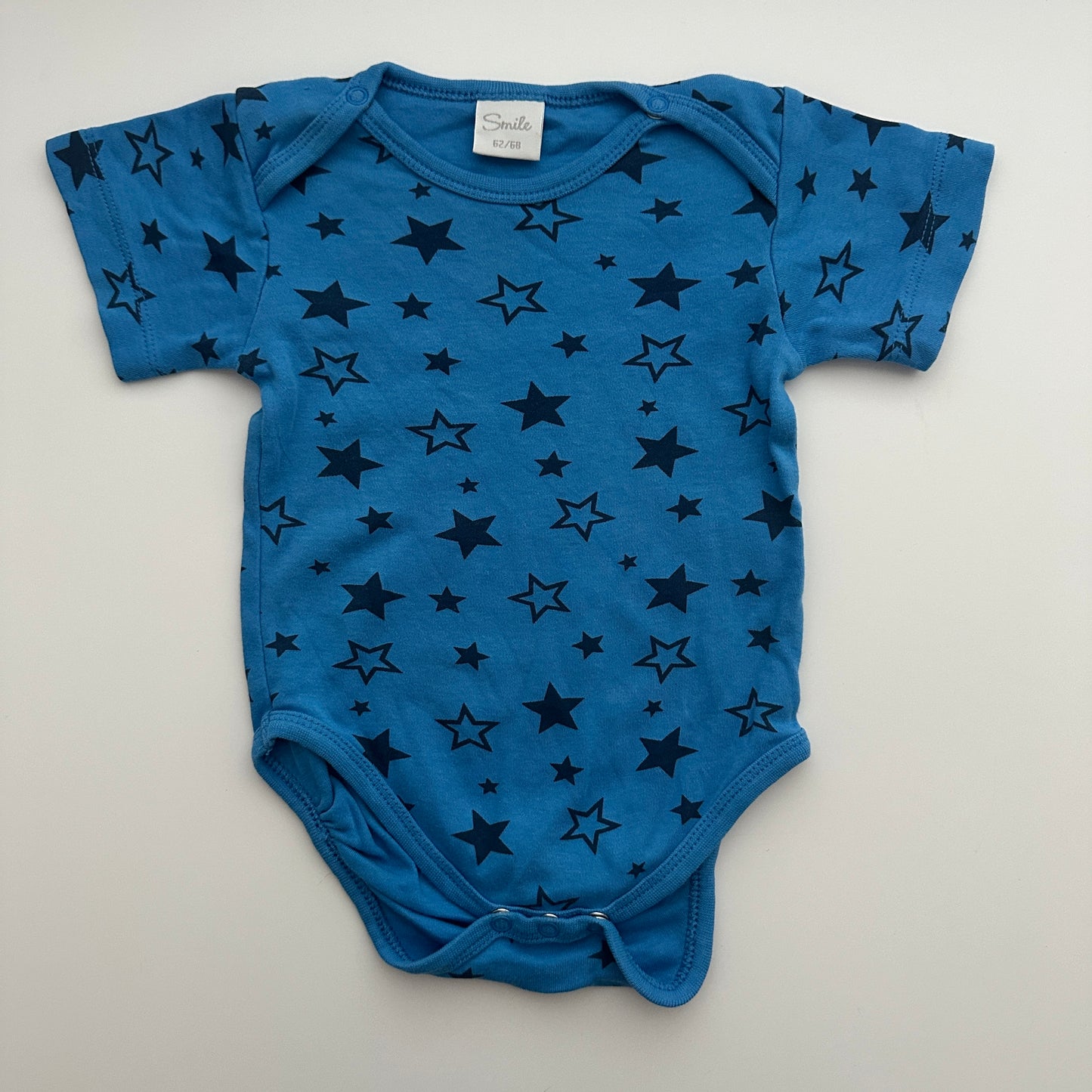 Smile Baby Kurzarmbody Sterne Blau Gr. 62/68 Bio-Baumwolle